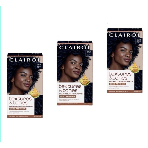Branded Bills Other - Clairol Textures & Tones Permanent Hair Dye, Pack of 3 2BB Midnight Blue